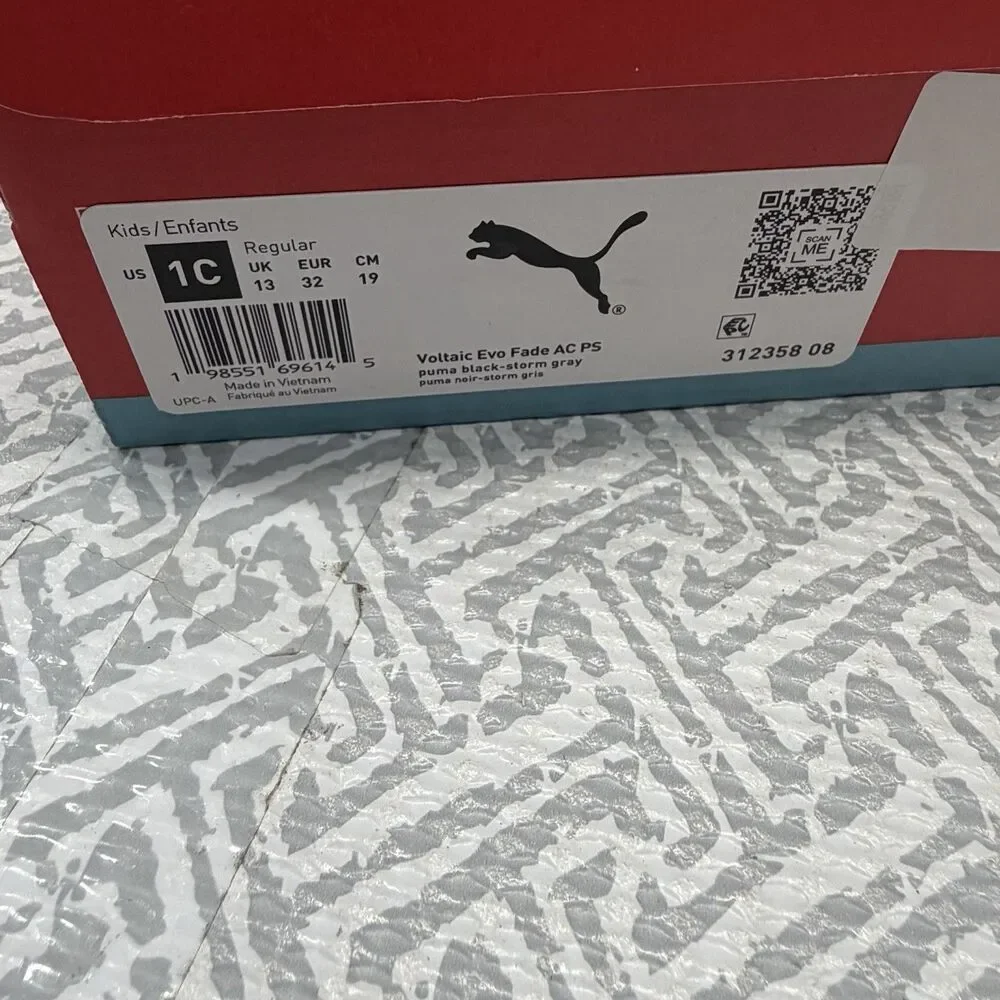 Puma Kids Voltaic Evo Fade AC PS Black Gray Shoes 312358-08 Size US 1C 1 EUR 32